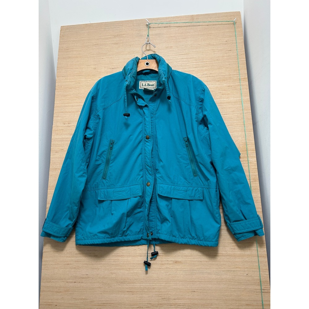 LL Bean Womens Teal Teal Nylon Windbreaker Jacket Size Medium